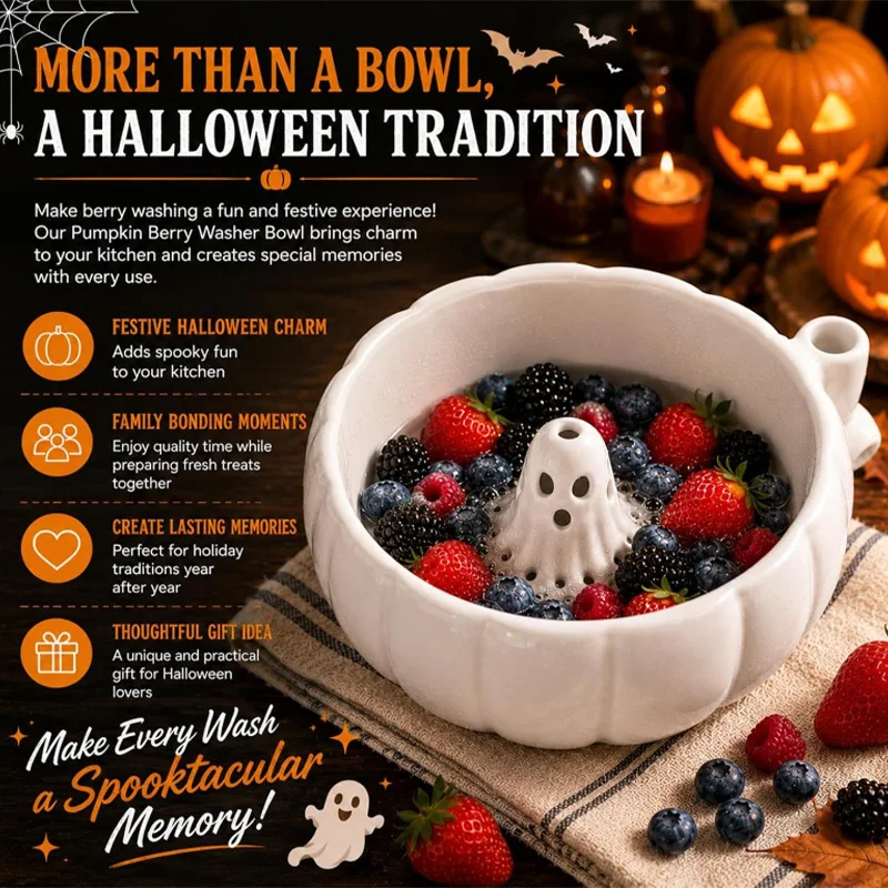 Halloween Pumpkin Ghost Swirl Bowl 3D Printed White Berry Fruit Candy Snack Dip Bowl Spooky Fun Party Table Decor Display