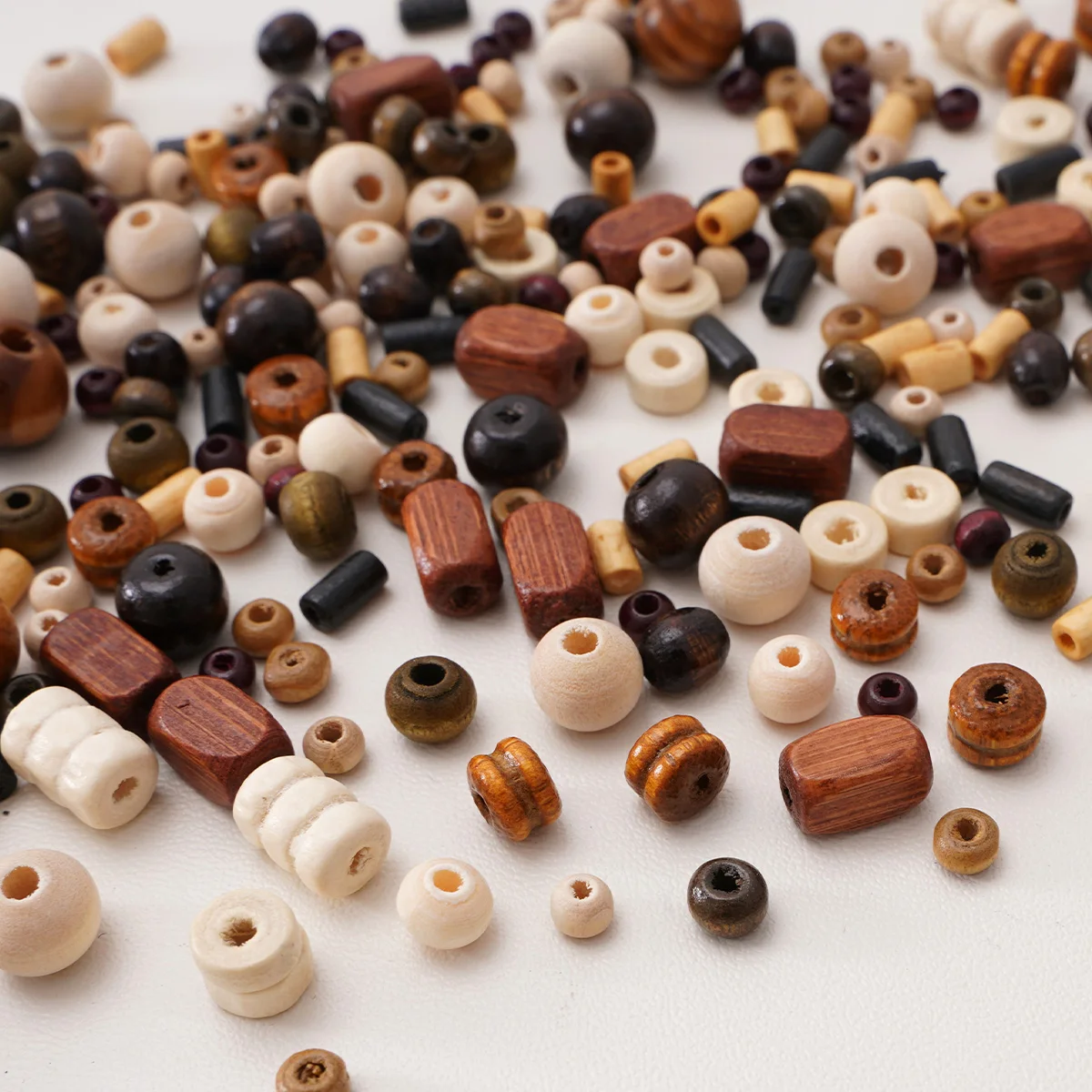 20pcs Natural Colored Wooden Scattered Beads Round Stripes Spaced Ball Beads DIY Bracelet Accessories Materials