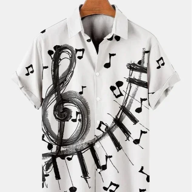 

Europe and The United States Men's Summer Casual Shirt T 3D Note Printed Hawaiian Holiday Men's Short-sleeved Shirt