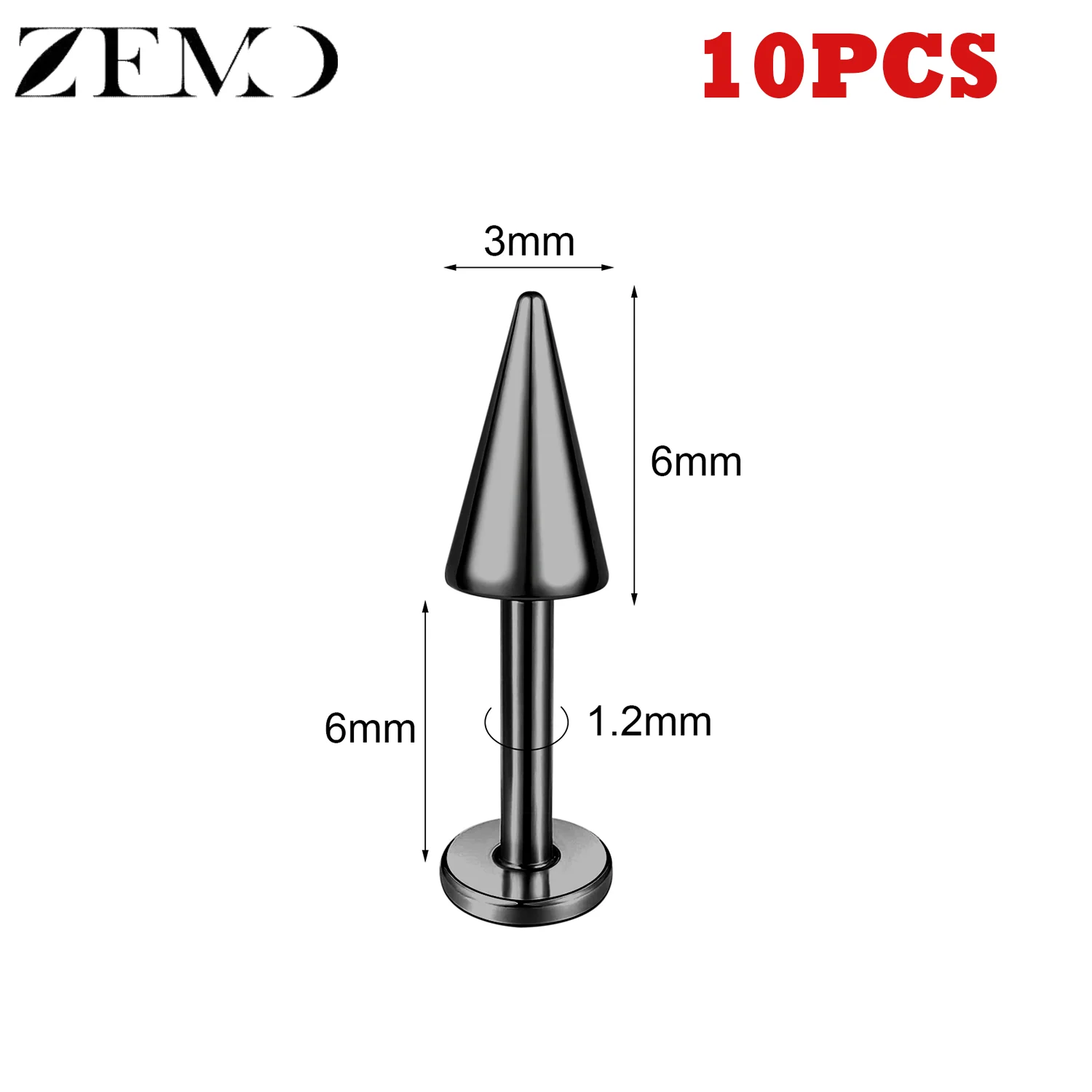 10PCS Stainless Steel Spike Labret Lip Piercing Set
