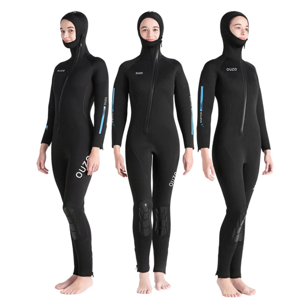 5MM Wetsuit Surf Men Women Neoprene Diving Suit Fullbody Hooded Swimsuit Underwater Spearfishing Kitesurf  Scuba Diving Clothing