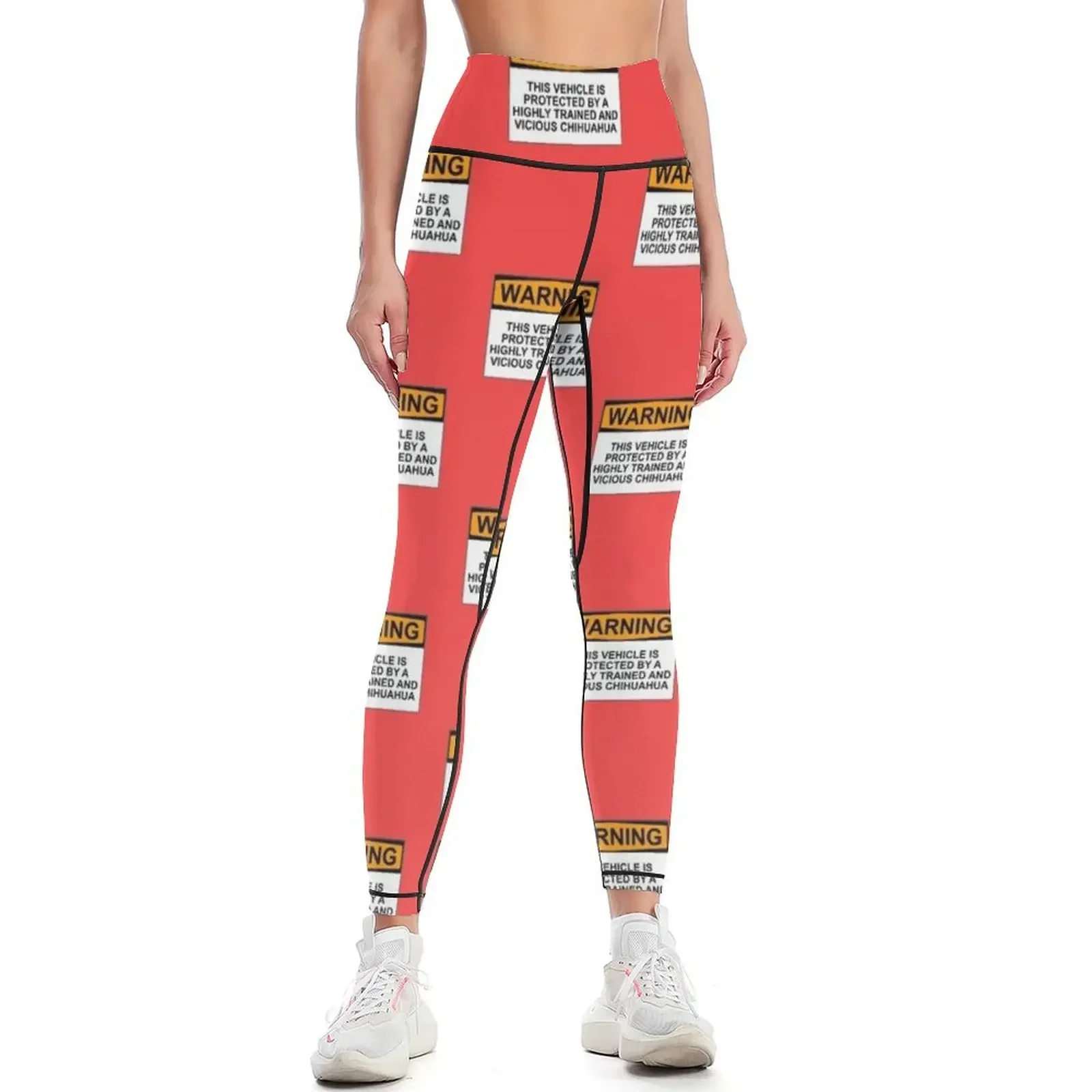 WARNING: THIS VEHICLE IS PROTECTED BY A HIGHLY TRAINED AND VICIOUS CHIHUAHUA Leggings Legging sport Women's gym Womens Leggings