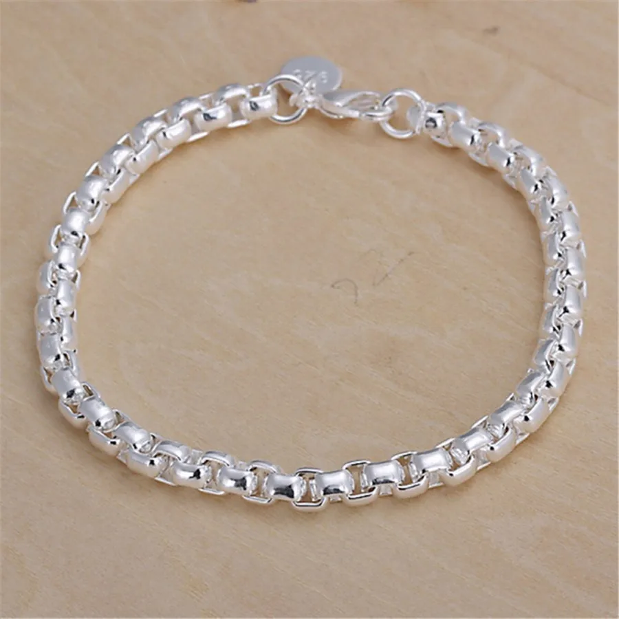 Noble Nice 925 Sterling Silver Geometric 4MM Chain Bracelets for Women Wedding Party Christmas Gifts Fashion Jewelry image 2