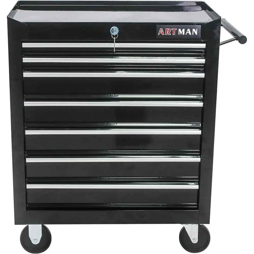 

Rolling Tool Cart with Multifunction Organizer, 24.2W×12.9D×29.9H Storage Chest for Workshop and Repair Shop