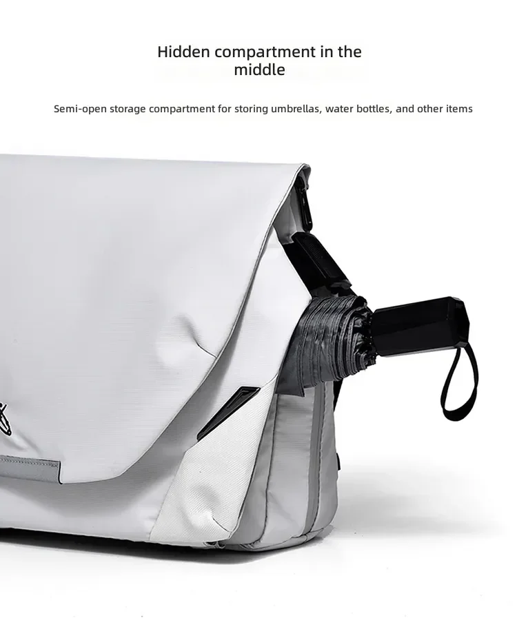 Große Umhängetasche mit viel Stauraum, wasserdichte Messenger-Tasche, mit Magnetverschluss, Handtasche für Laptops, ideal für Studenten und Männer. – Detail 6