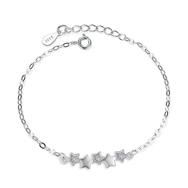 Hochwertiges Armband aus 925er Sterlingsilber mit österreichischen Kristallsternen, Charms für Damen und Mädchen, Armreifen, Schmuck, Geburtstagsgeschenke