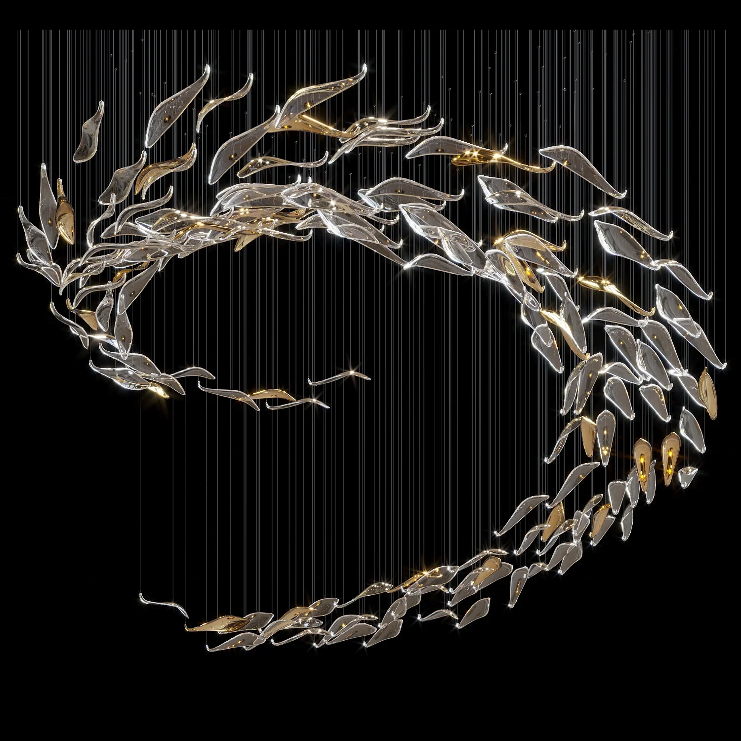 Luxury Project Chandelier Hand Blown Glass Fish Decorative Ceiling Hanging Chandeliers for Villa Loft Hotel Banquet Hall