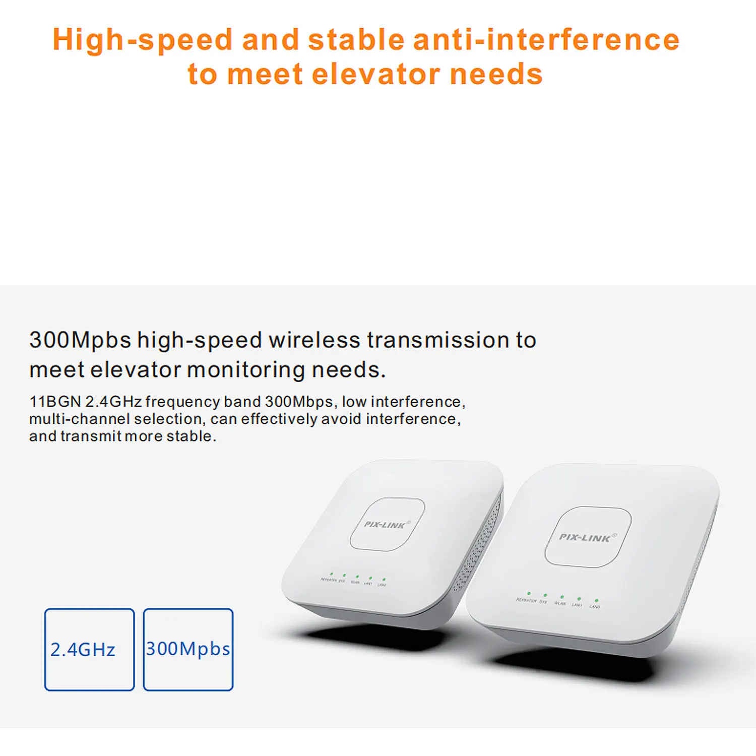 CPE01 Passive PoE Outdoor Wireless CPE PIX-LINK 300Mbps 2.4GHz Point-to-Point WiFi Bridge Elevator Monitoring Network Extender