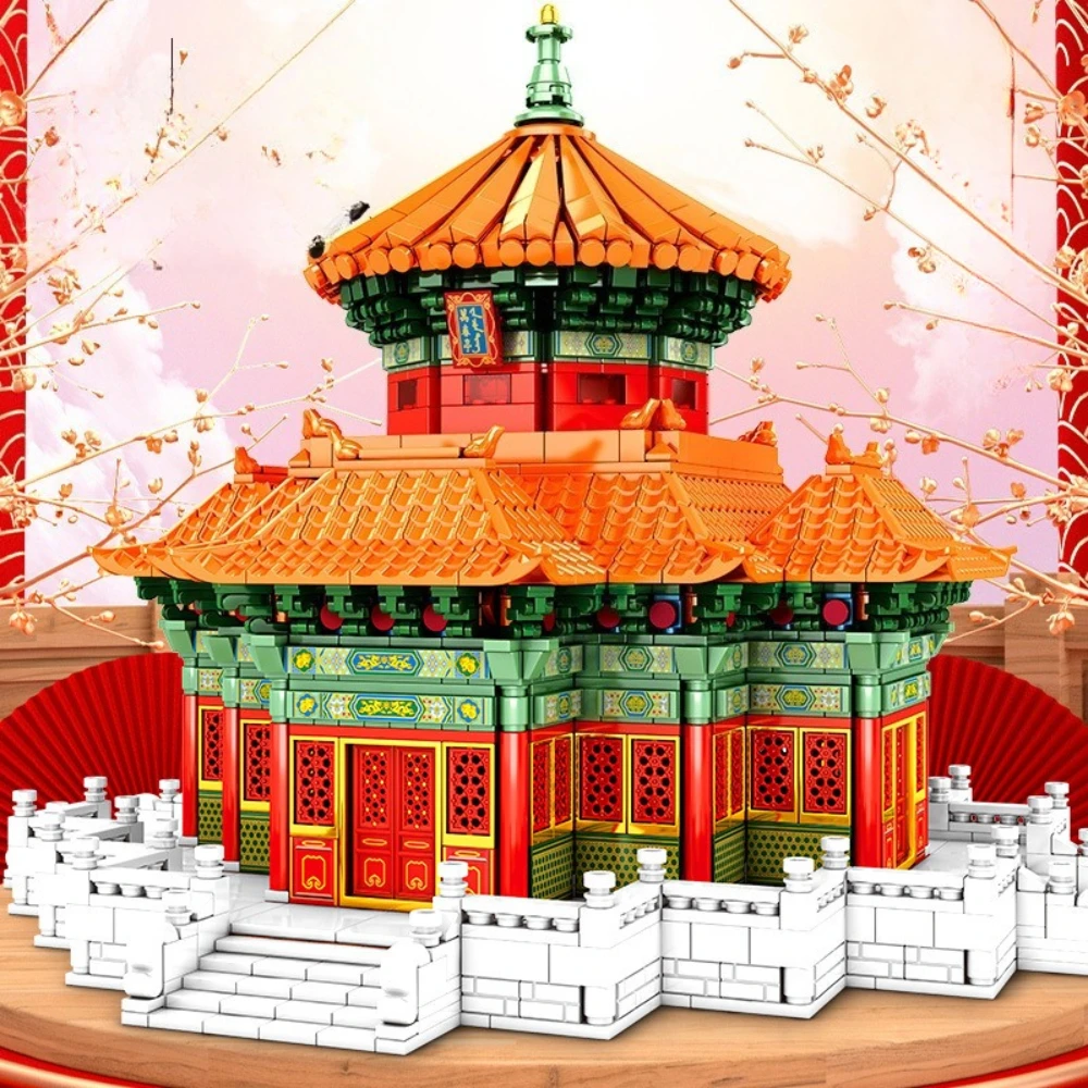 MOC Wanchun pabellón antiguo palaciego conjunto de bloques de construcción arquitectura templo Cultural iglesia juguetes niños vacaciones regalos de cumpleaños