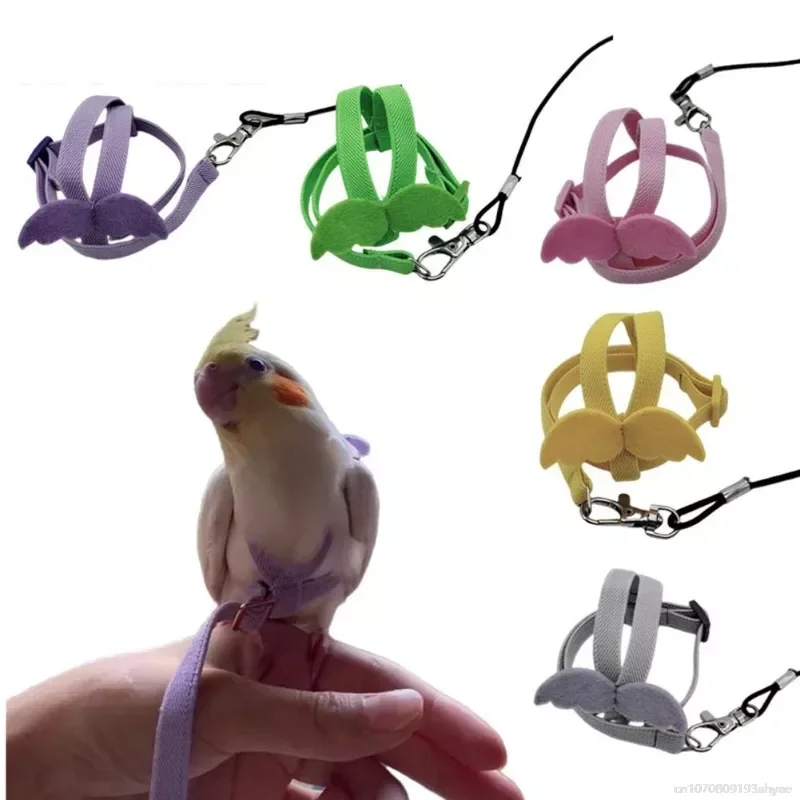 Parrot Bird Flying Traction Rope Adjustable Ultra-light Harness Leash With Comfortable Handle For Cockatiel Small Birds hotsale