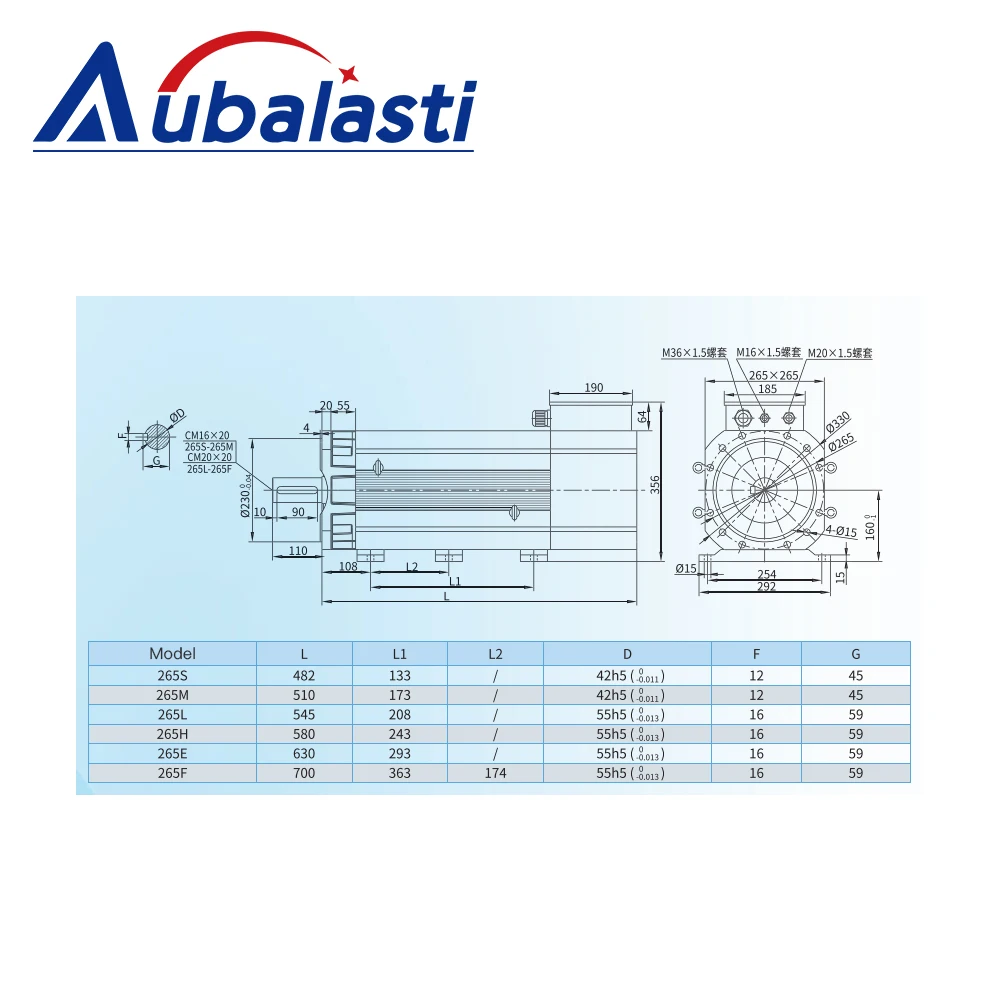 Aubalasti Asynchronous Spindle Servo Motor Kits with High Inertia for CNC Lathe and Milling Machine