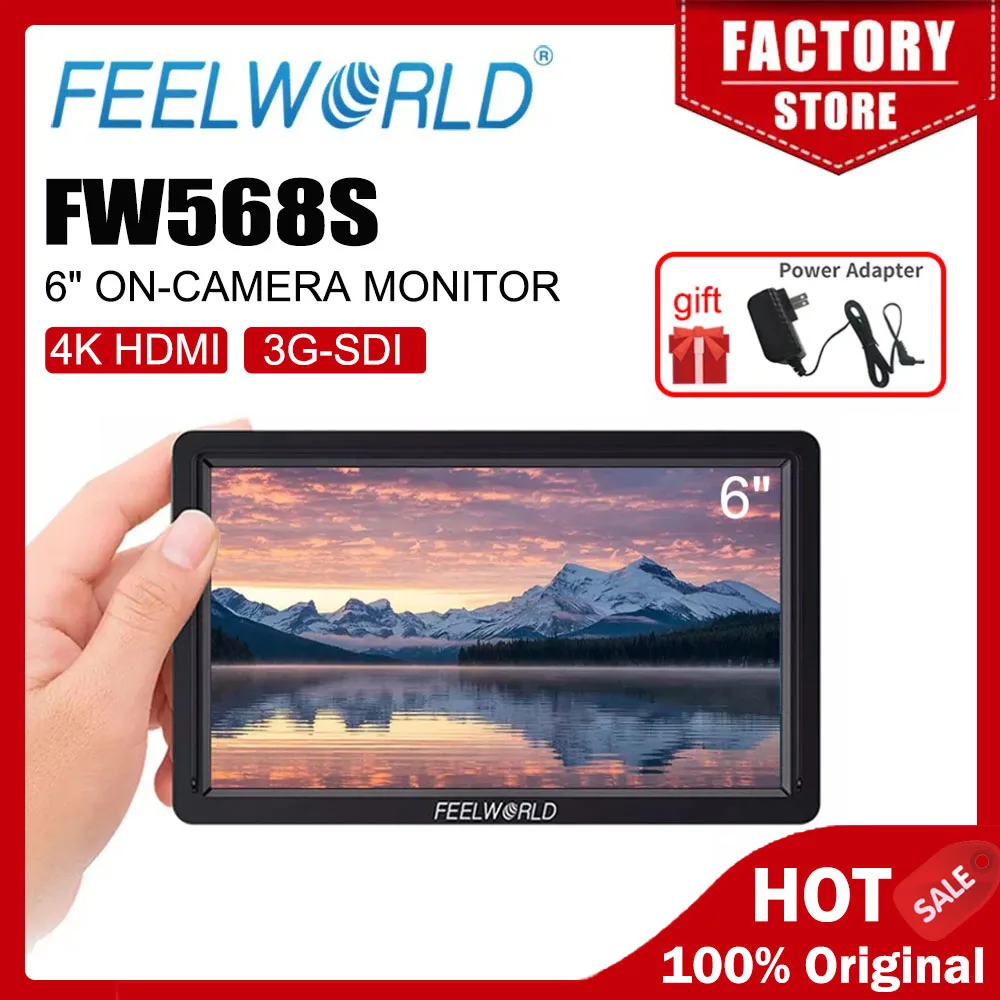 FEELWORLD FW568S 6-дюймовый монитор на камере с комплектом внешнего питания и установки F970 3G-SDI 4K Входной выход HDMI Панель IPS 1920X1080