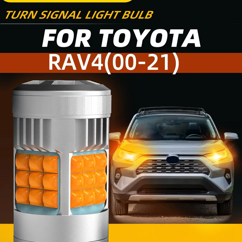2pcs Car LED Turn Signal Light Bulbs Amber Front/Rear Direction Indicator For Toyota RAV4 MK3/4/5 XA30/40/50 2007 2008 2018 2020