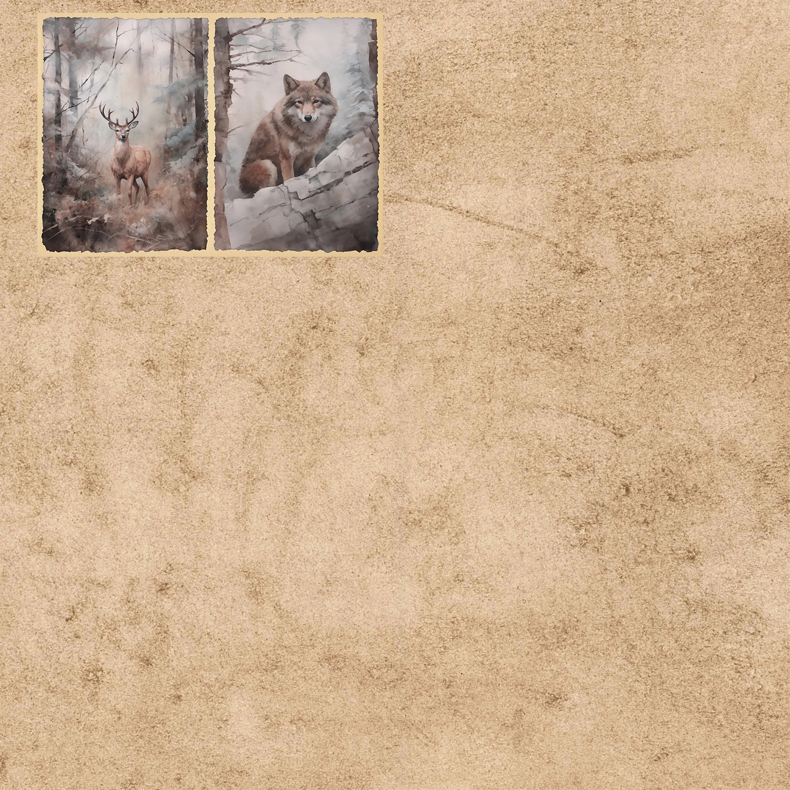 10 Sheets A5 Size Forest Rabbit Brown Bear Background Vintage Grunge Journal Planning Scrapbooking