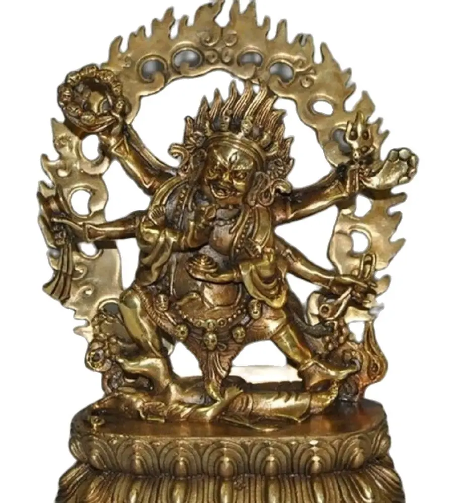 

22CM 9 "Buddha Tibet gilt perunggu 6 lengan Vajra mahahebala Tuhan Buddha Ganesha patung