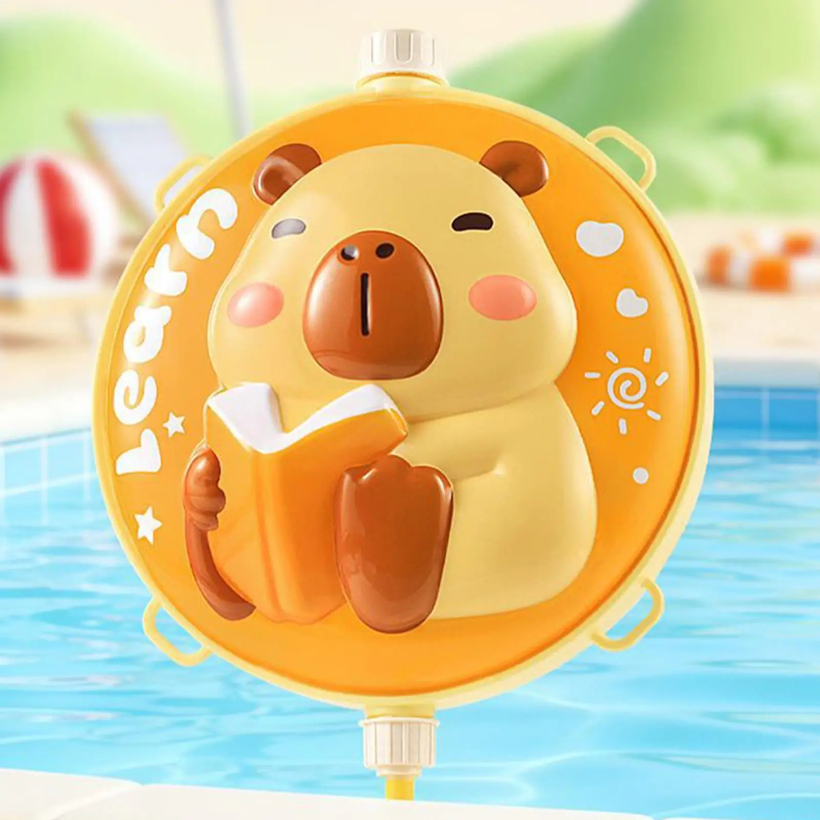 プール用噴水おもちゃ-2000ml-カピバラバックパックデザイン付きプルプッシュ式ウォータートイ-屋外プールビーチ用