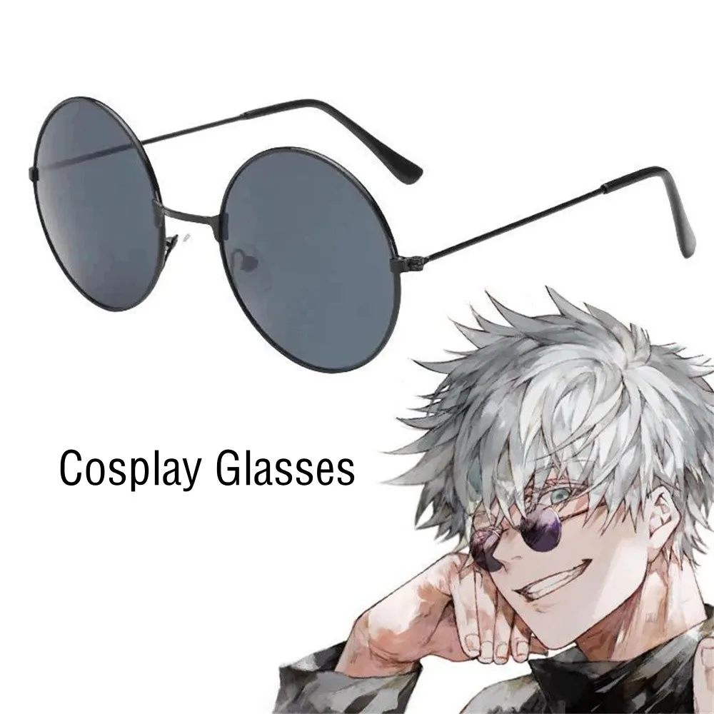 Vintage okrągłe czarne metalowe okulary przeciwsłoneczne damskie męskie modne Street Party Disco okulary hip-hopowe Anime okulary Cosplay rekwizyt na występy