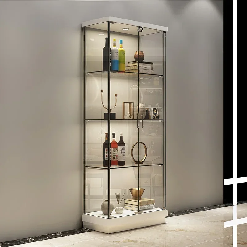 Tempered glass wine cabinet in living room, modern and minimalist home, wall mounted dining cabinet, display cabinet in