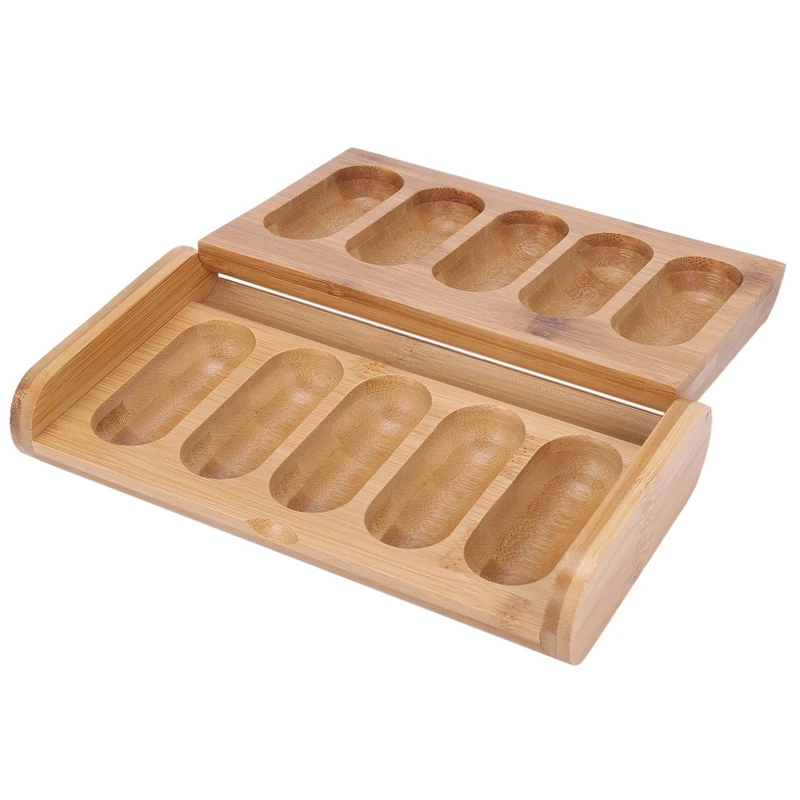 Essential Oils Bamboo Box 5 Holes 10Ml Bottles Spa Yoga Club Aromatherapy Container Organizer Cosmetic Oil Display Stand