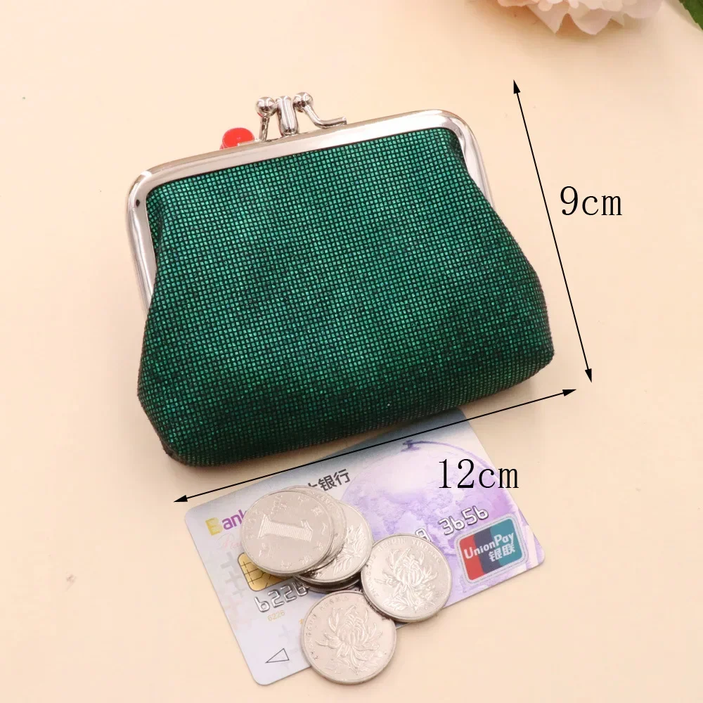 Cartera corta de rejilla brillante de PU de doble capa Vintage para mujer, monedero pequeño, paquete de tarjetas creativas, bolso de Estudiante