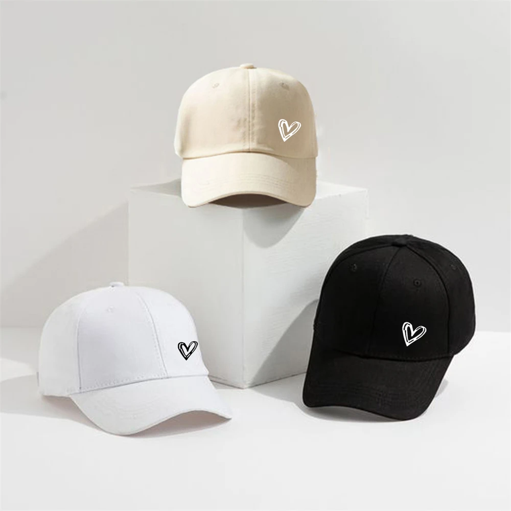 1 Piece Solid Color Heart Printing Pattern Baseball Cap for Women Men Baseball Hats Suitable Travel, Shopping Daily Leisure