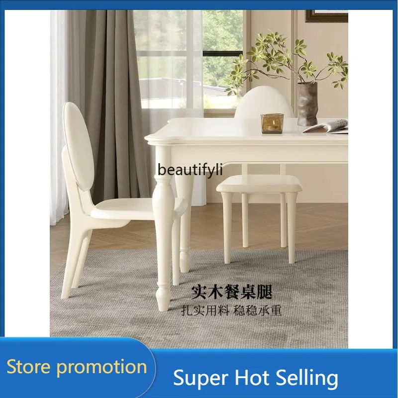 A506 White solid wood, American style, rectangular dining table and dining chair combination household French style