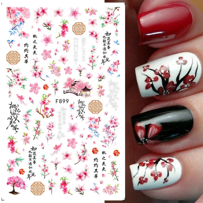 1 Pc 3D Nail Sticker Flower Leaves Slider Transfer Nail Stickers For Manicures Nail Art DIY Transfer Sticker Nail Art Decoration