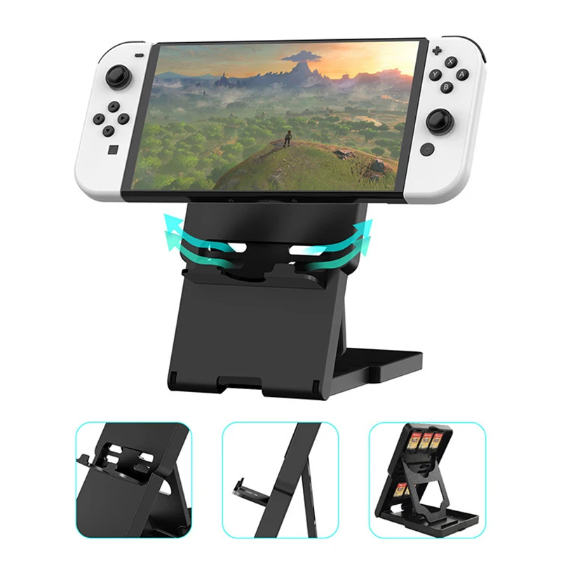 For funda Nintendo switch lite stand Foldable bracket with 5 game cards storage for nintendo switch oled console Display rack