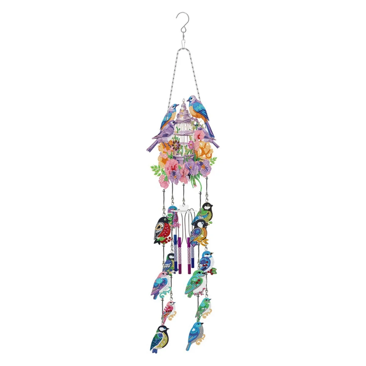 DIY Dotted Diamond Art Painting Wind Chime Kit Sun Catcher Hanging Ornaments Wind Chimes Suncatcher Art for Outside B