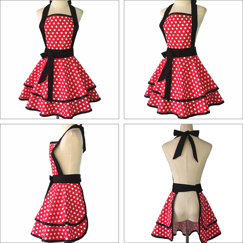 

Pure Cotton Apron Double-layer Women Skirt Cooking Bib Home Household Hanging Neck