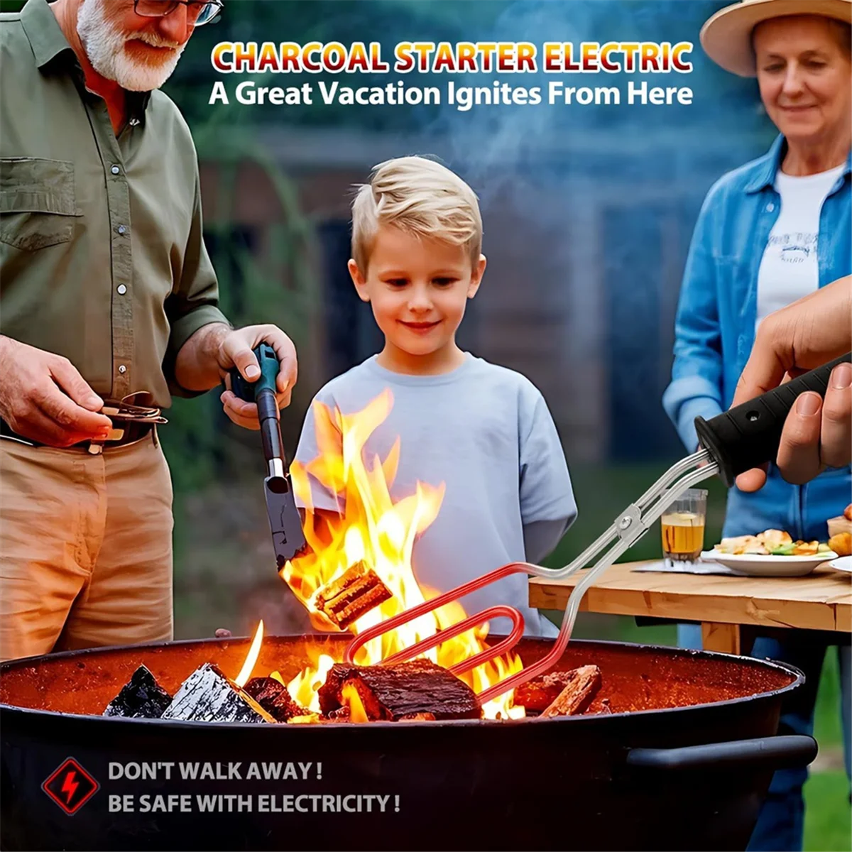 

SZSC Electric CharcoalStarter - Fire Lighter, Stainless Steel 304 Heat Element Coils with 25 Inch Power Cord US Plug
