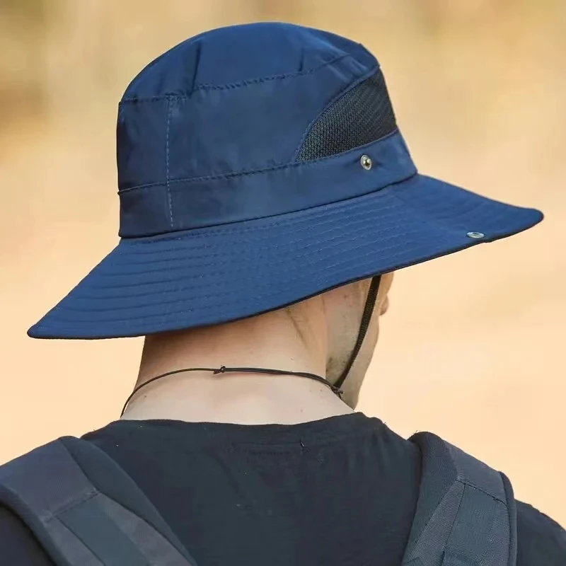 100% Polyester 9201 New Summer Breathable Fisherman Hat Outdoor Mountaineering Hat Big Eaf Sunshade Hat Benni Hat