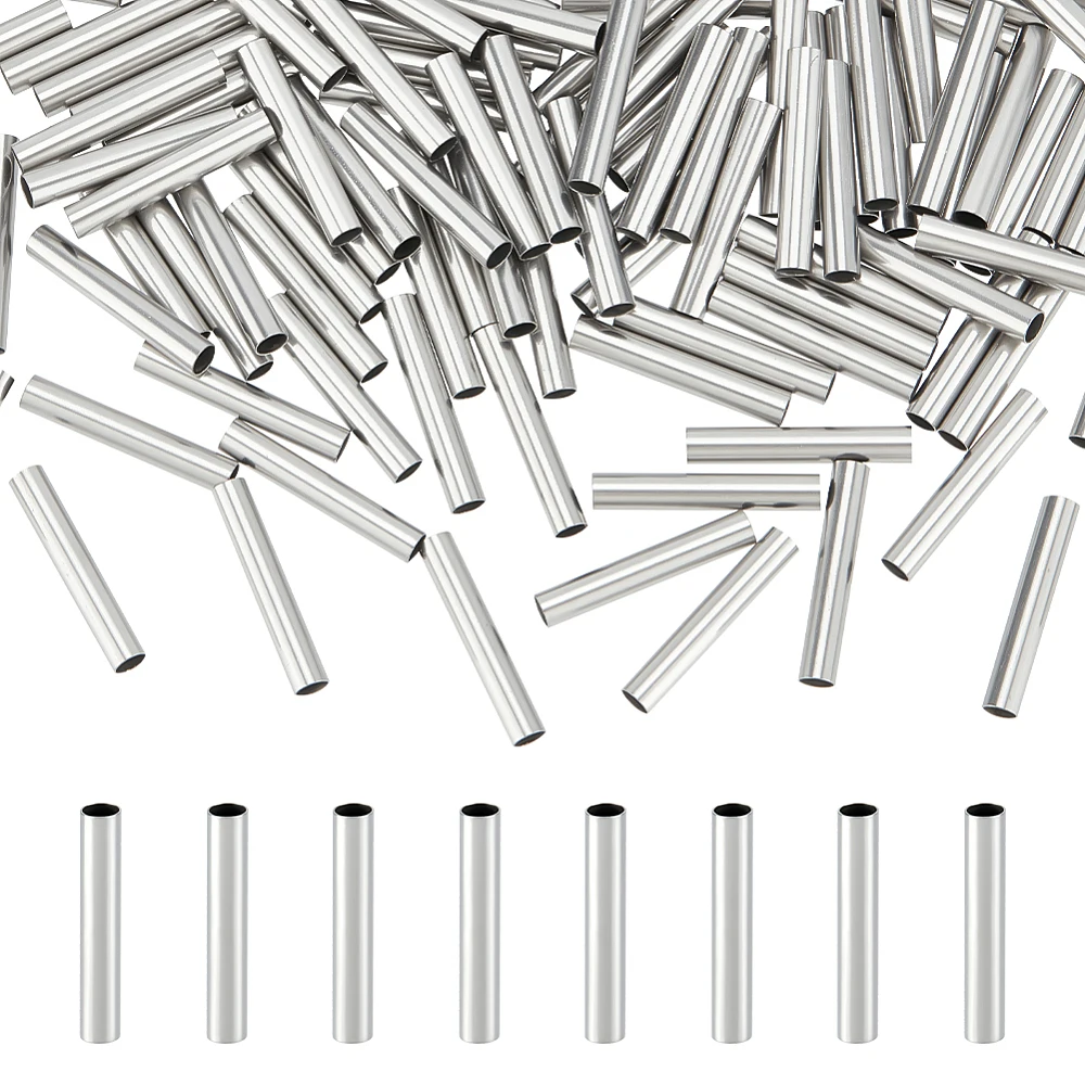 

1box 304 Stainless Steel Tube Beads Stainless Steel color 15x2.5mm Hole: 2mm 100pcs/box