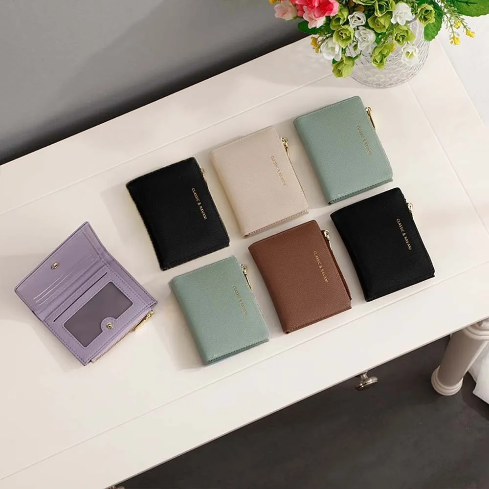 Borsa per il cambio Portamonete in pelle PU Portamonete Porta carte stile coreano Frizione con cerniera Mini portafoglio corto da donna