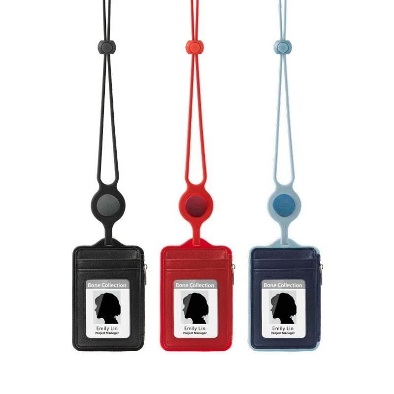 

Neck hanging leather identification ID cover, business employee work license cover, white collar card cover, business card