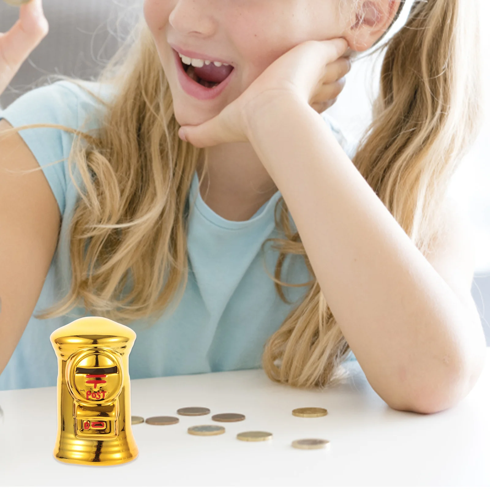 جرة عملات معدنية من السيراميك لصندوق البريد الذهبي على شكل خنزير لسطح المكتب، صندوق تخزين الأموال المزخرف، هدية المهرجانات، دراسة المكتب المنزلي للبالغين