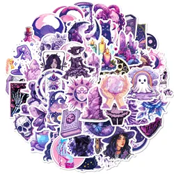 Witch Stickers 50Pcs Midnight Purple Goth Vinyl Sticker for Halloween, Waterproof Toy Decal Stickers for Water Bottles, Phone