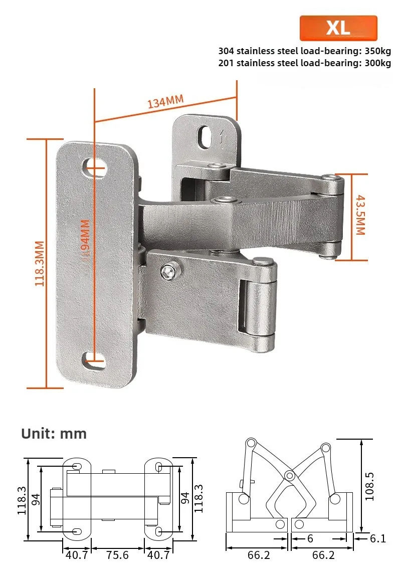 1 Stück Stein-Türscharnier, Feuerhydrant, Hochleistungs-unsichtbares Türscharnier, verdecktes Türscharnier aus Edelstahl, Klappbares Scharnier für Feuerlöschkasten – Detail 11