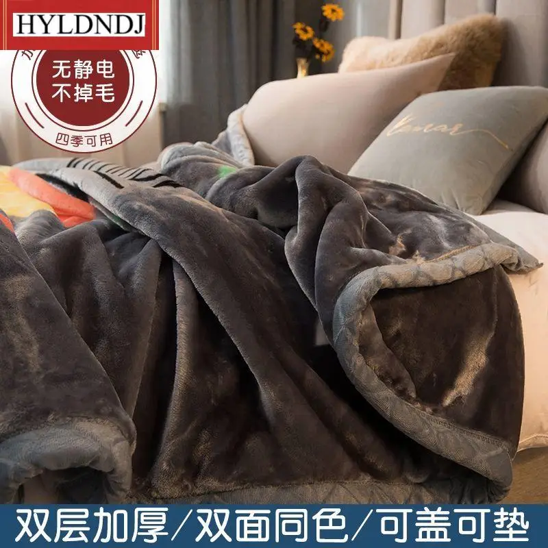 Winter Thick Blankets Double Layer Raschel Mink Weighted Blanket for Double Bed Soft Warm Heavy Fluffy Throw Blankets