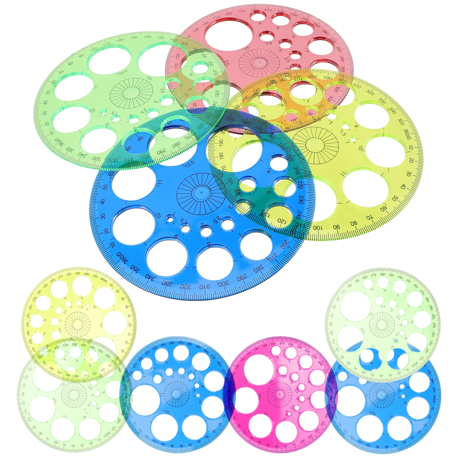 

10pcs Template Plastic Measuring Protractor Tool Dowsing Rods Spiritual Tool Student Ruler Portable Drafting 360 Degree