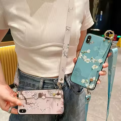 Case For Samsung A56 36 26 16 06 31 24 33 22 34 14 13 23 21 71 51 72 32 12 07 17 S25 FE EDGE Crossbody Lanyard Wrist Strap Cover