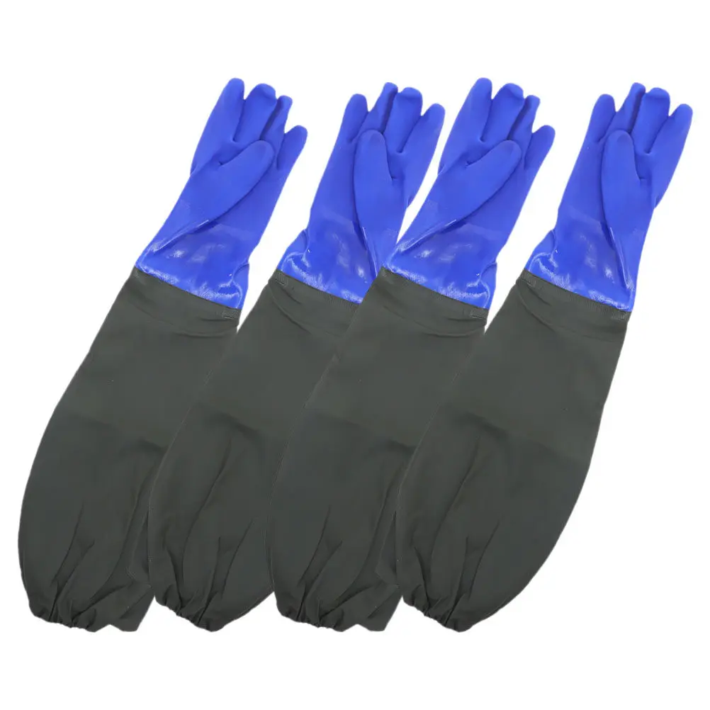 

2Pairs Extra-Long Rubber Gloves Waterproof for Kitchen Cleaning Dishwashing Comfortable Lining Protection