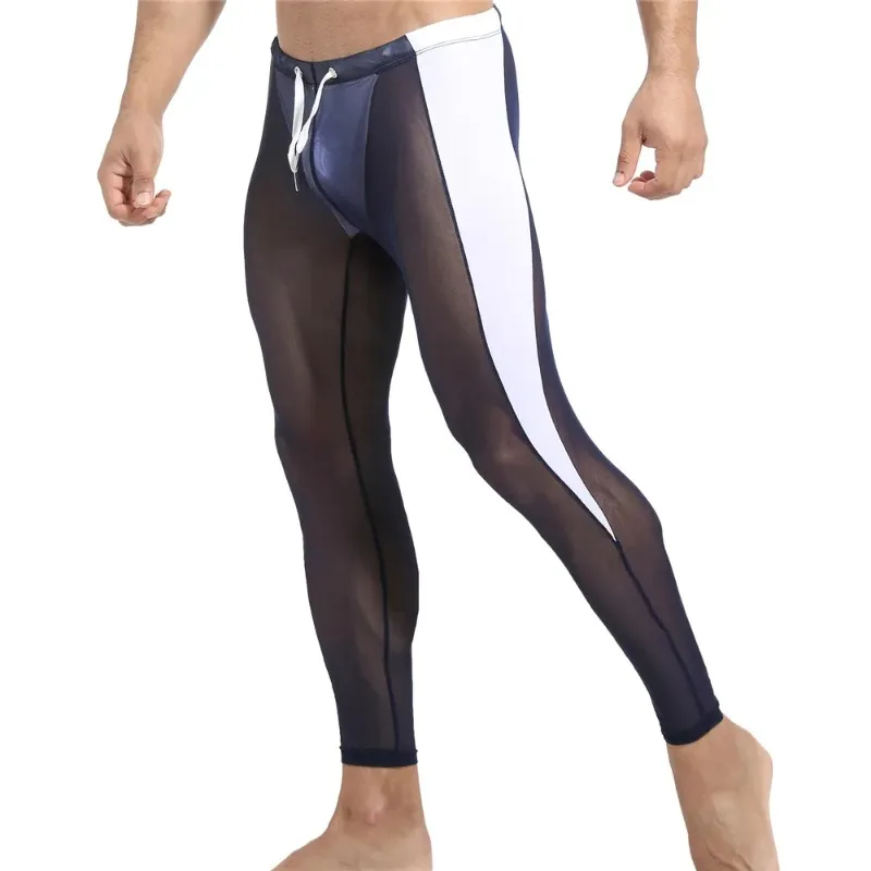 

Sexy Men's Underwear Transparent Mesh Long Johns See Through Breathable Leggings Pants Tights Comfortable Pajamas Sleep Bottoms