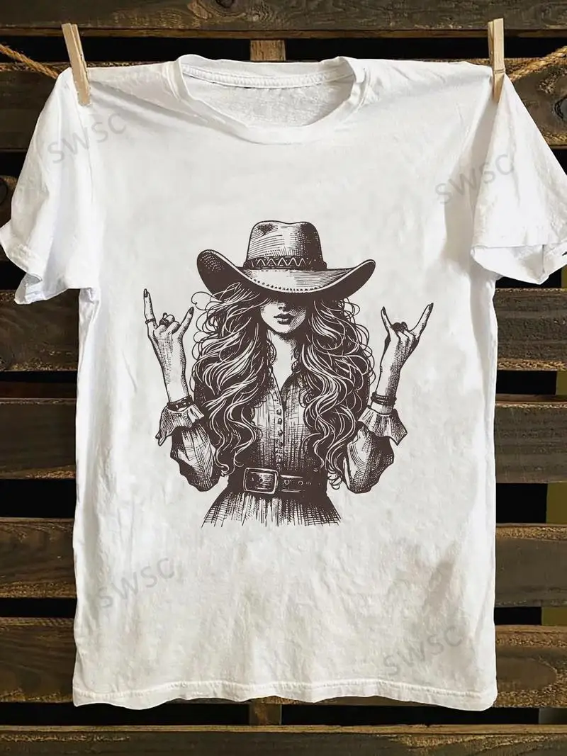 Vintage Old School Punk Rock Print, Christmas Animal Raccoon Cat Cute Suggestive Bilingual Design T-Shirt, Western Girl Witch Sk