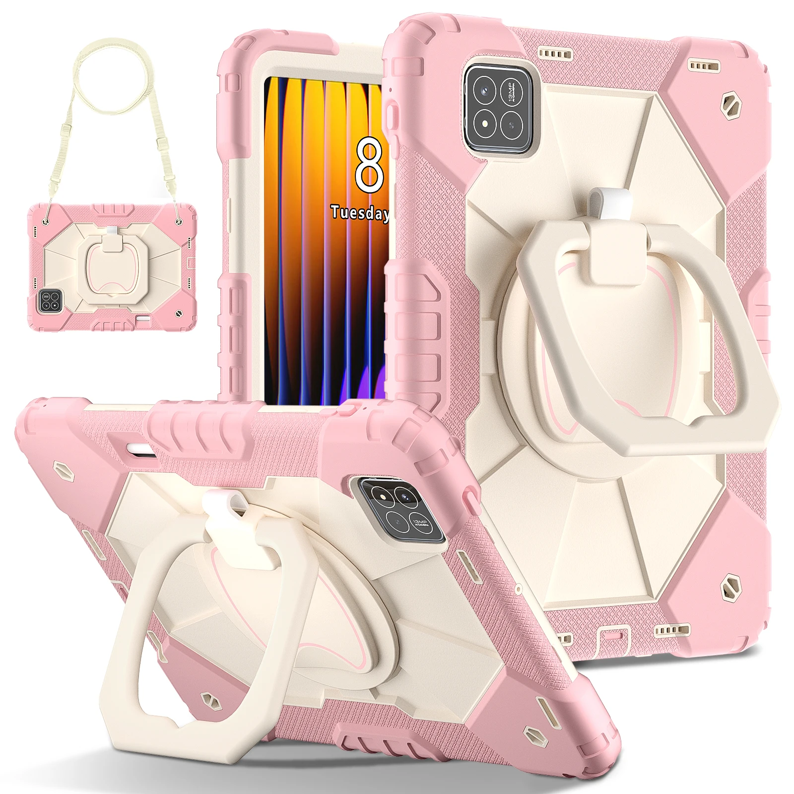 

360 Rotating Handle Grip Case Universal For Official Xiaomi Pad 7 Pro 2024 11.2 inch Stand Cover With Shoulder Strap Shockproof