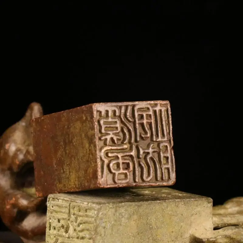 Antique Purple Copper Square Seal Ornaments Zodiac Horse Seal Home Desk Desktop Decoration Accessories Collections