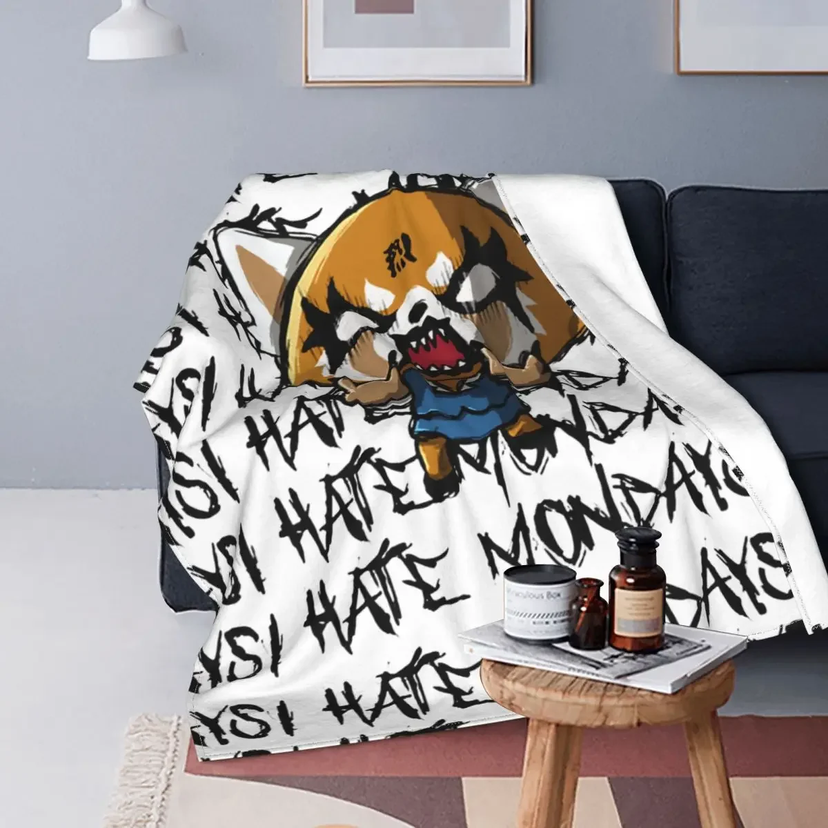 Aggretsuko Aggressive Retsuko I Hate Monday Blanket Cover Flannel Lightweight Throw Blankets for Bed Bedroom Quilt