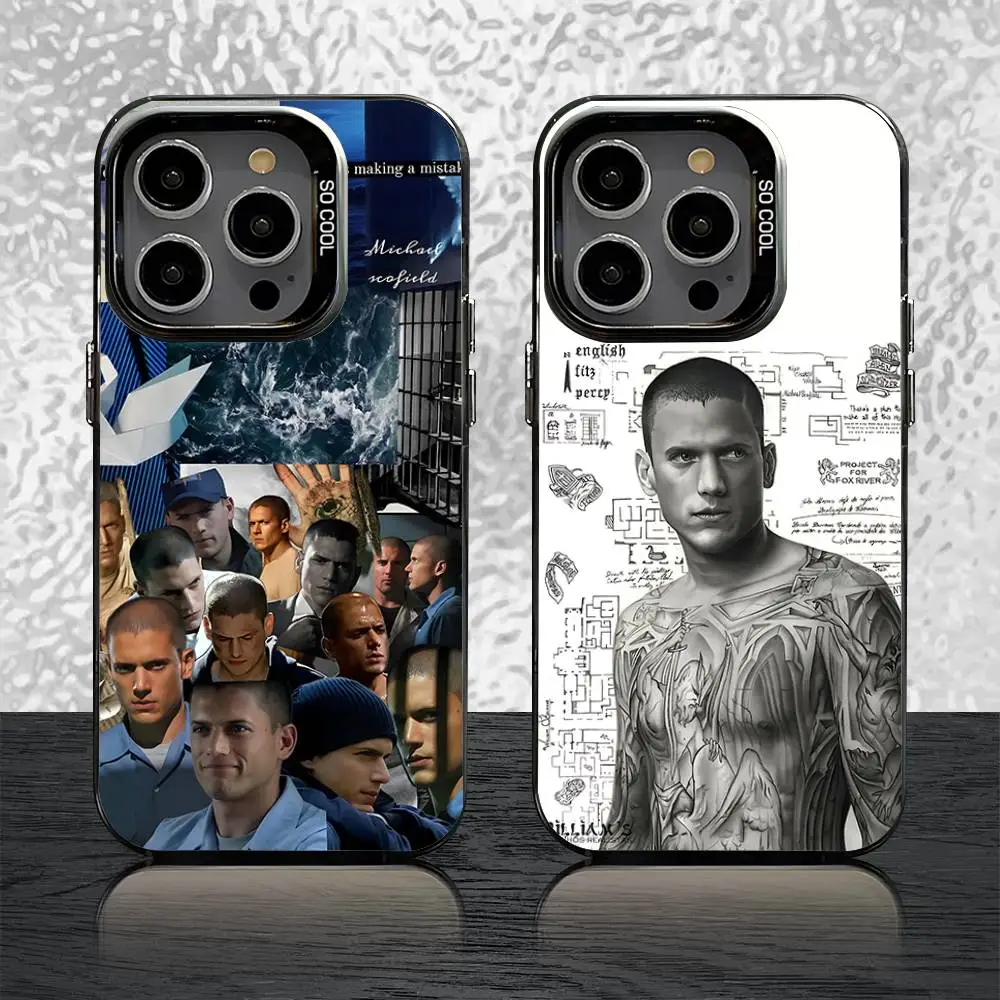 Michael P-Prison B-Break Capa de telefone para iPhone 16,15,14,13,12,11,Pro,Max,Plus,Mini,SE Black Candy Matte Capa à prova de choque
