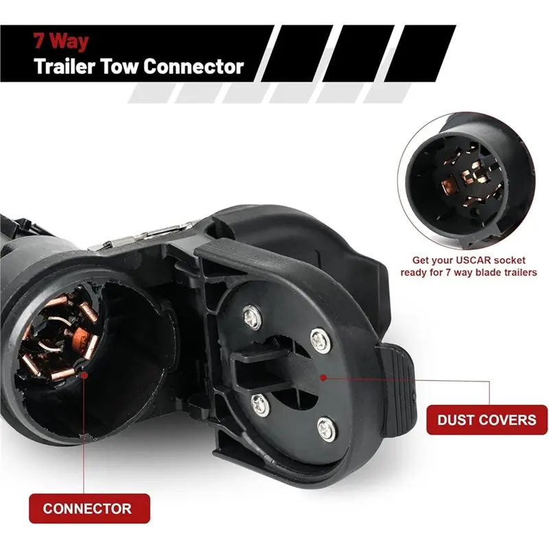 For USCAR Multi-Tow Pickups Trailer Tow Hitch Wiring Plug 7-Way Receptacle Connector Harness Installation Kit-X59A