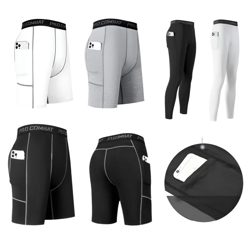 High Performance Men's Compression Shorts With Pocket - Quick Dry Breathable Stretchy Base Layer For Sports Gym Man Undrewear